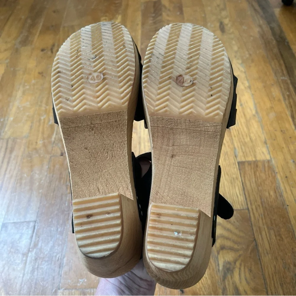MIA Bety Black Leather Strappy Clog Sandals - Picture 4 of 5